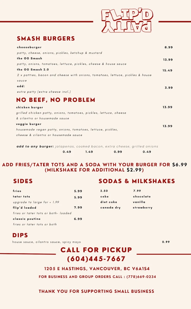 Menu, Flip’d Patty