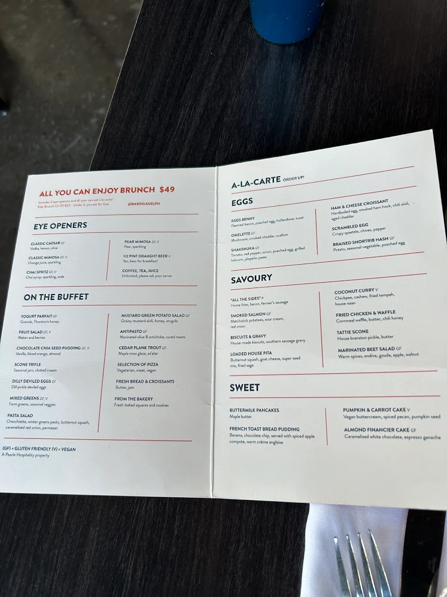 Menu, Bardō Guelph