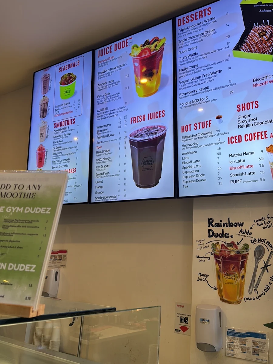 Menu, Juice Dudez