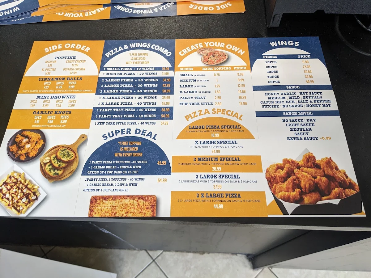 Menu, Vincent's Pizzeria
