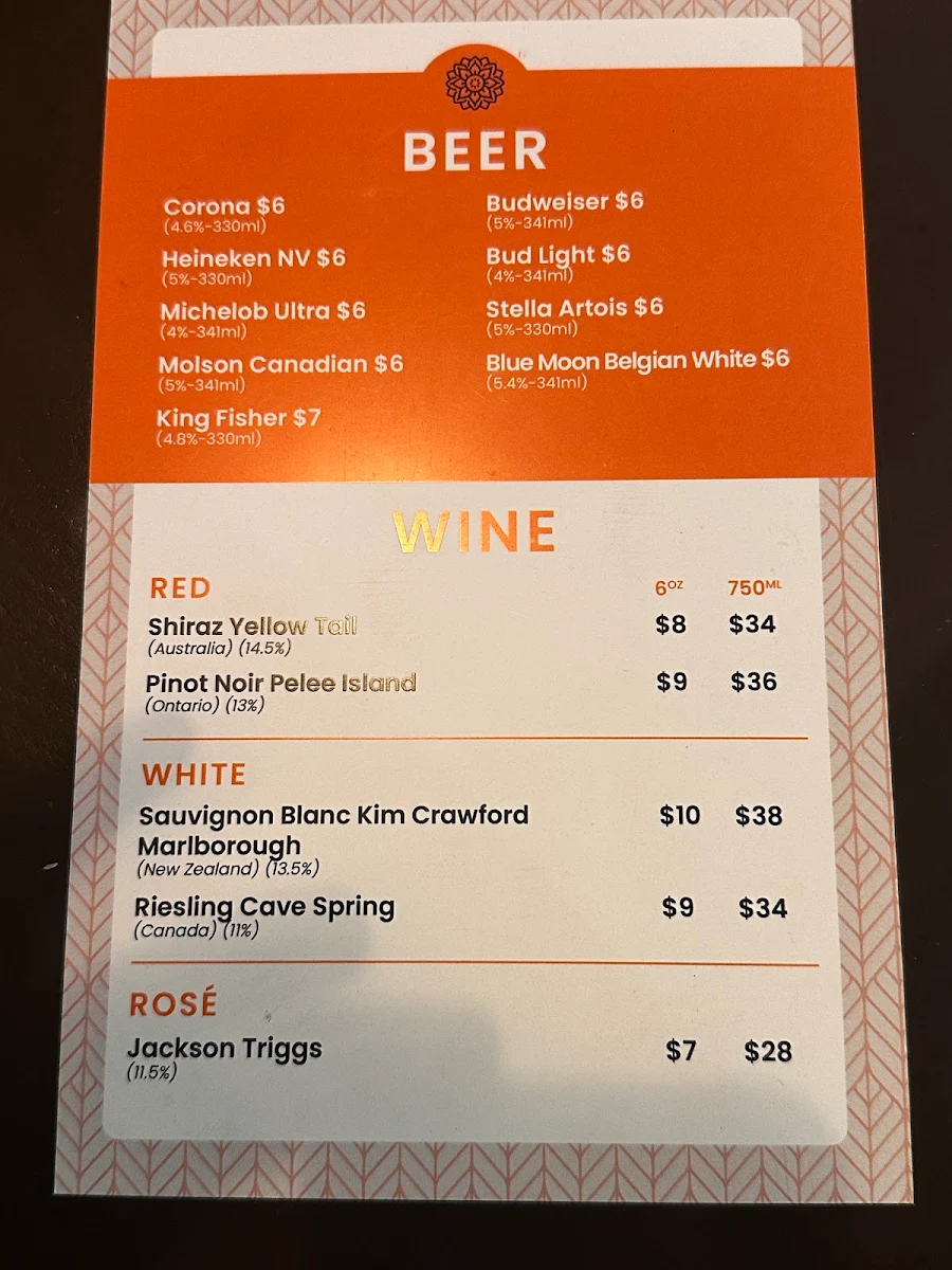 Menu, Chaalo Mississauga - Modern Indian Eatery + Bar