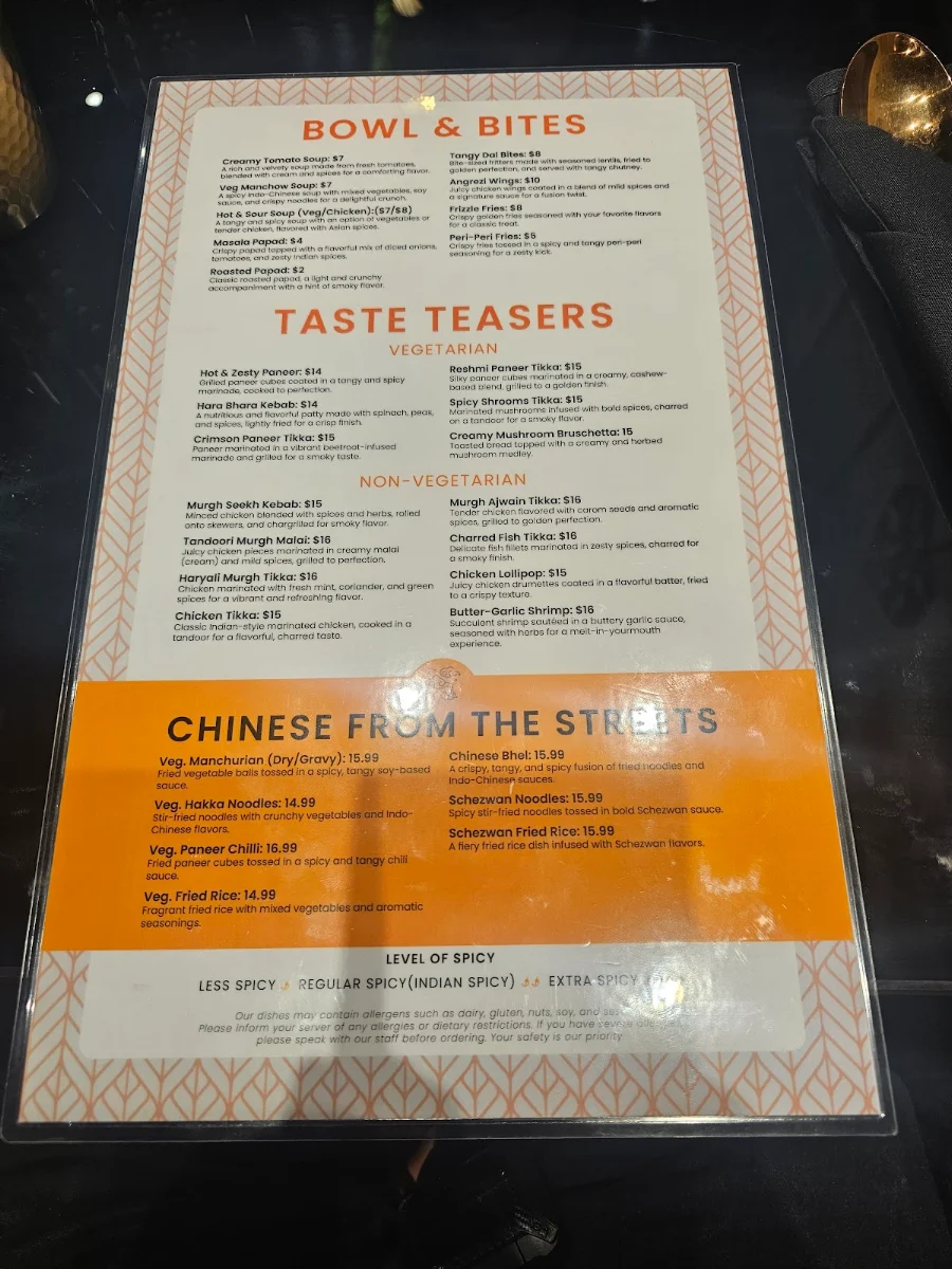 Menu, Chaalo Mississauga - Modern Indian Eatery + Bar