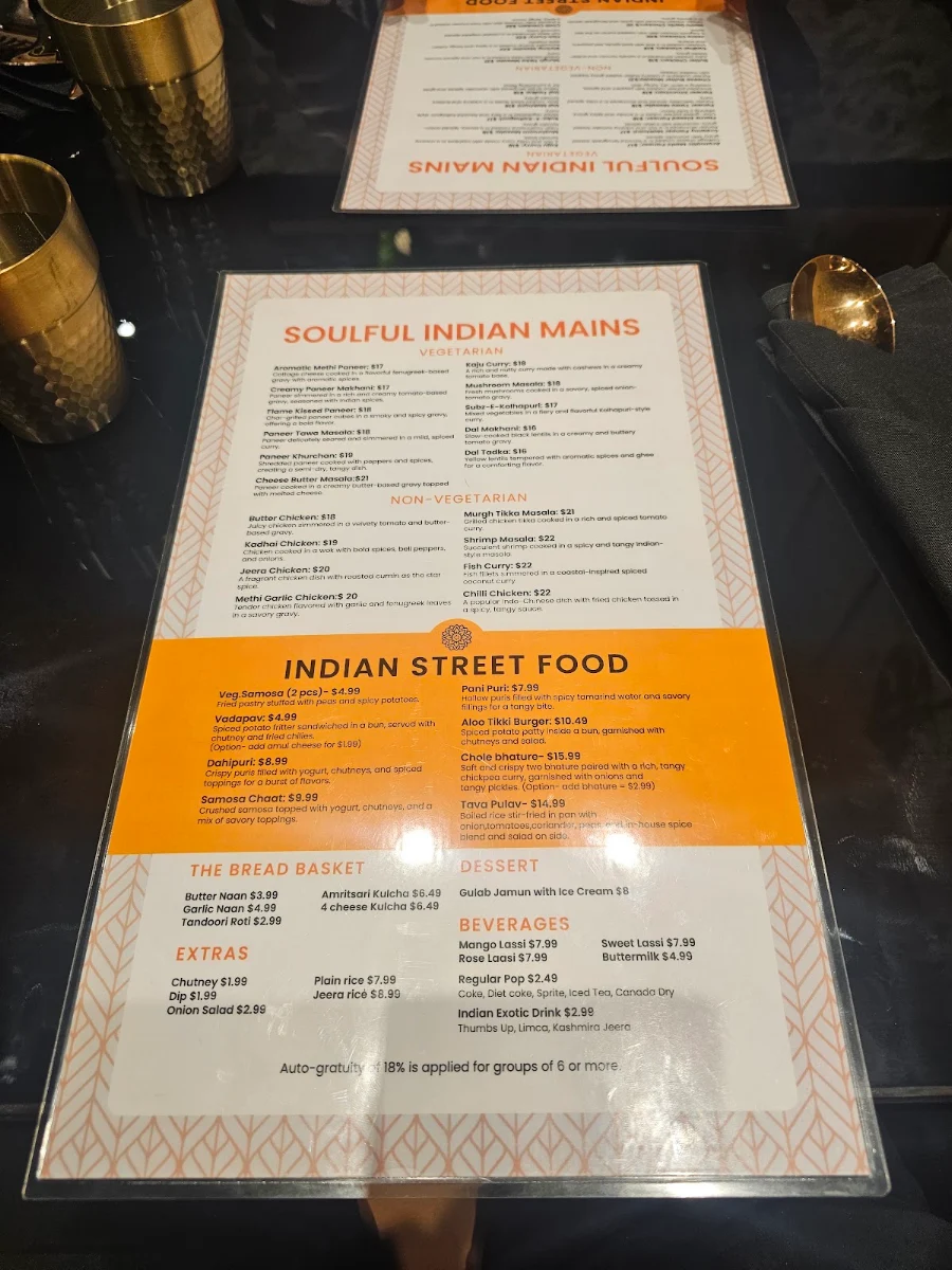 Menu, Chaalo Mississauga - Modern Indian Eatery + Bar