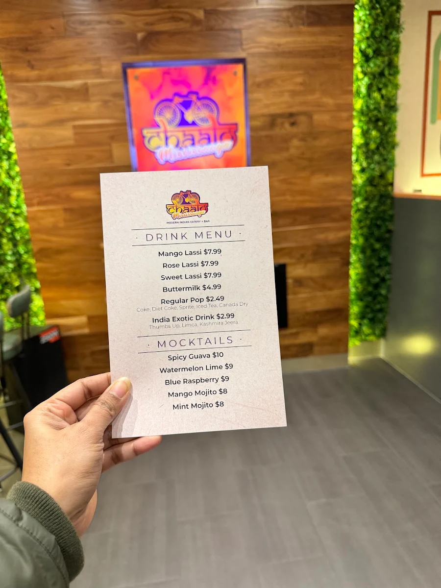 Menu, Chaalo Mississauga - Modern Indian Eatery + Bar