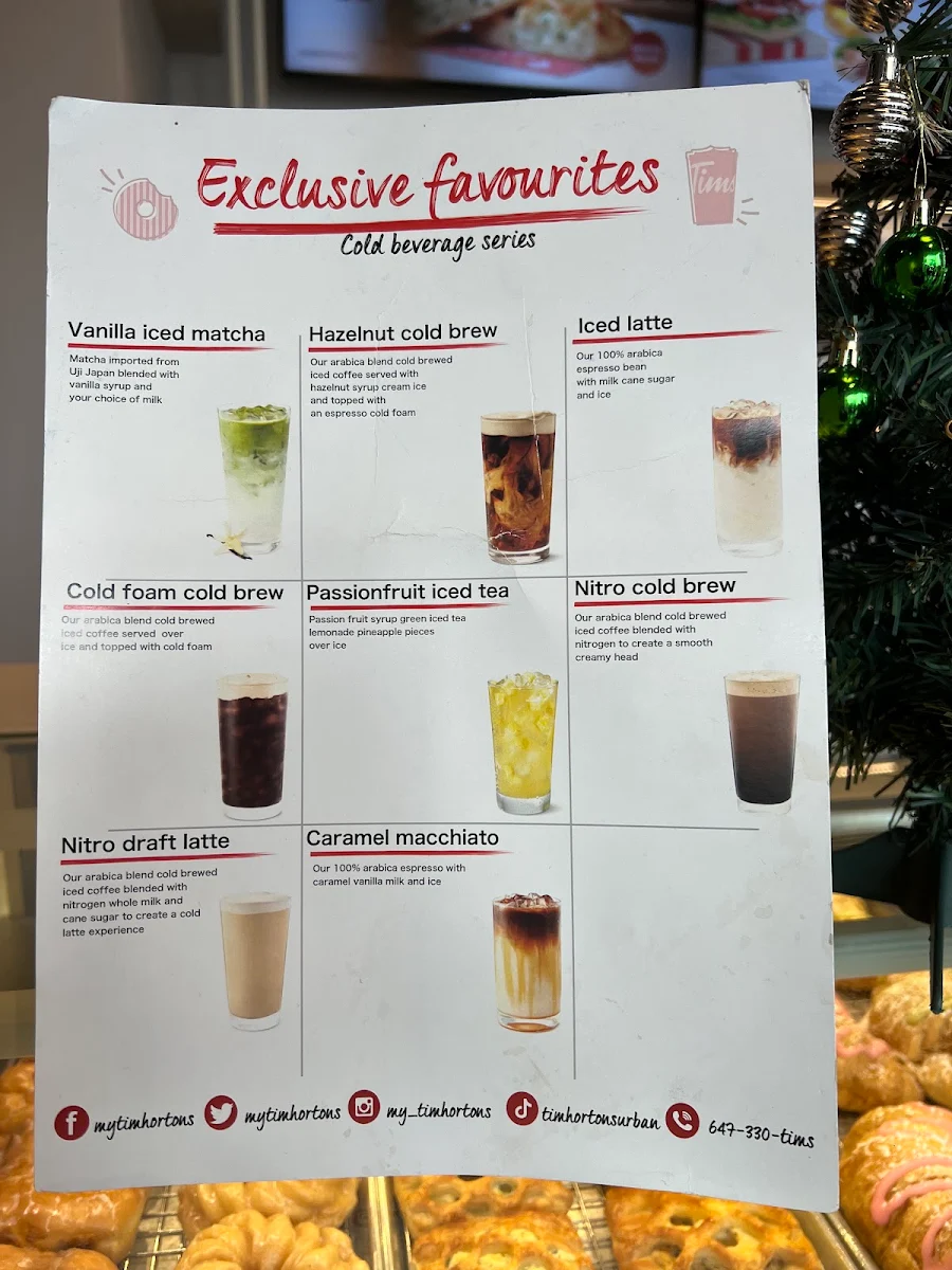 Menu, Tim Hortons