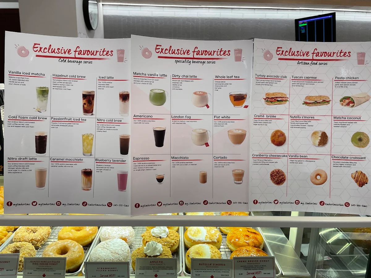 Menu, Tim Hortons