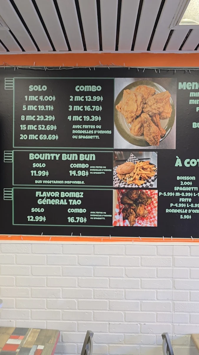Menu, Poulet FOU et Frit