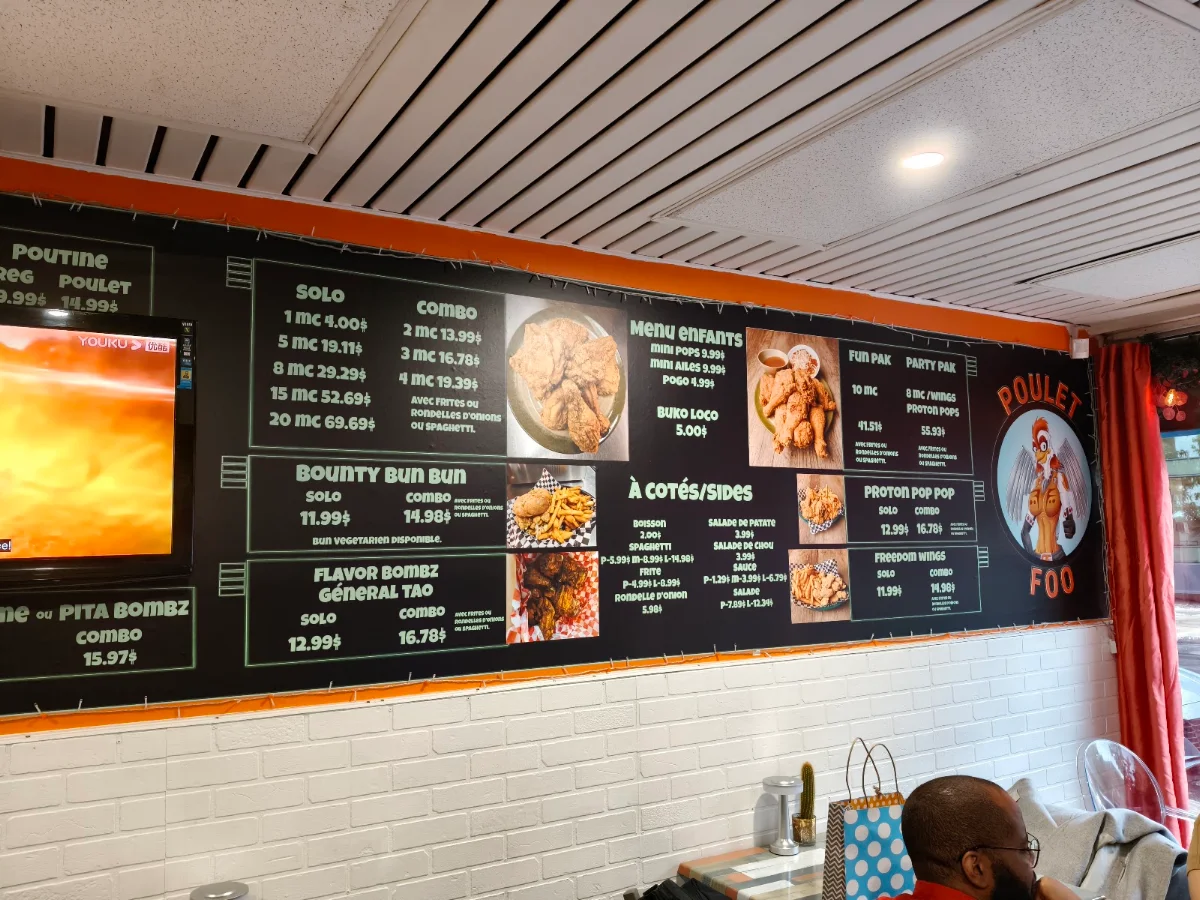 Menu, Poulet FOU et Frit