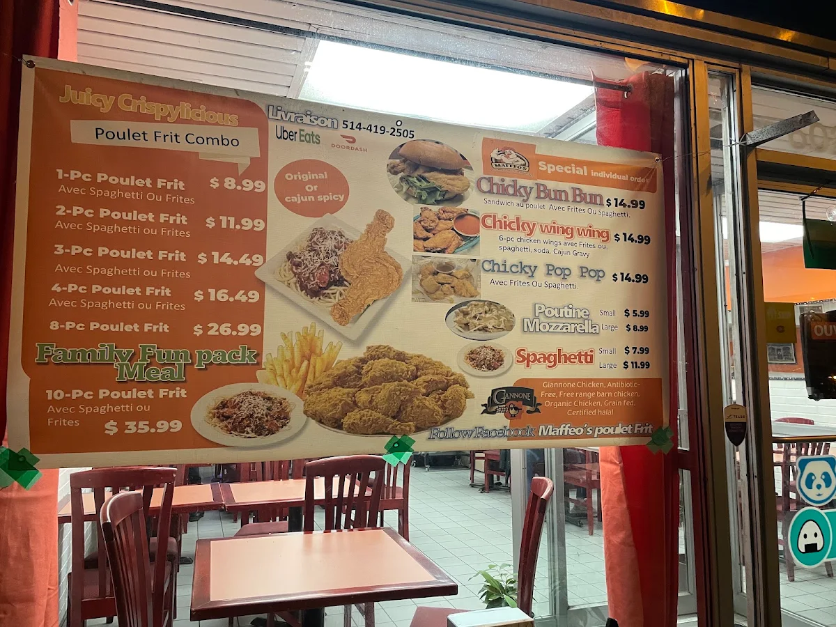 Menu, Poulet FOU et Frit