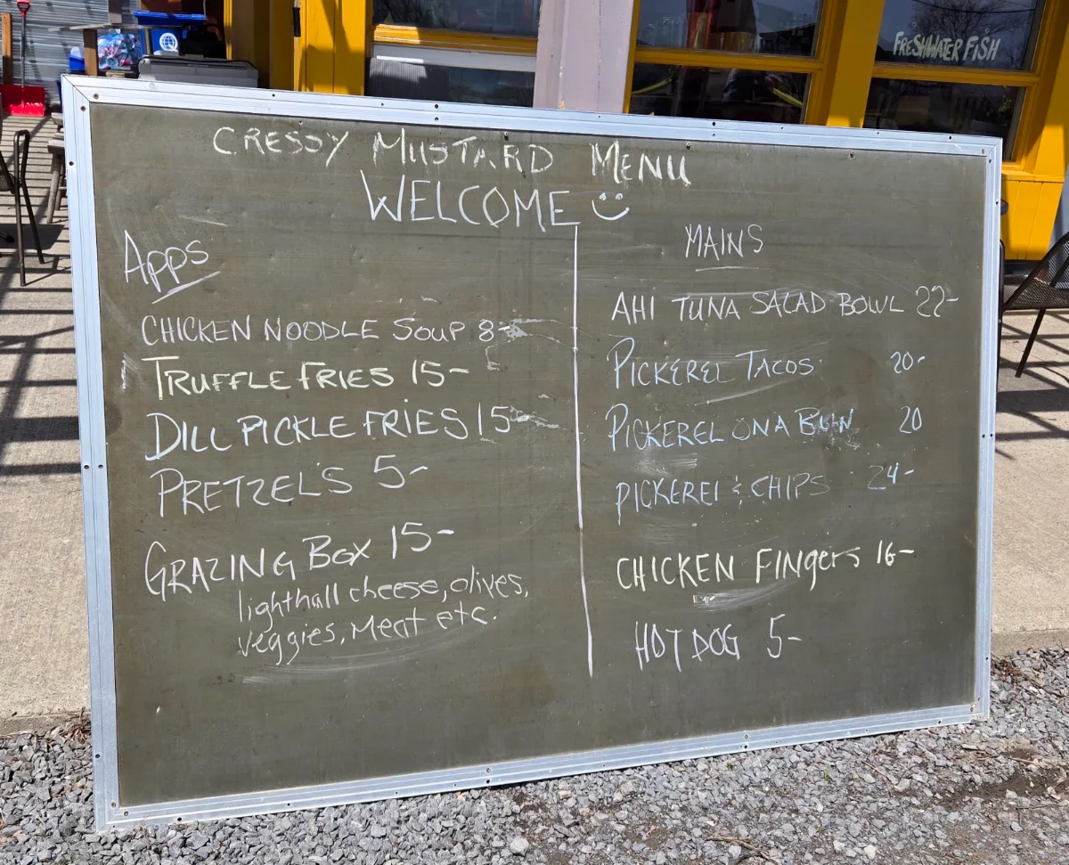 Menu, Cressy Mustard Co.