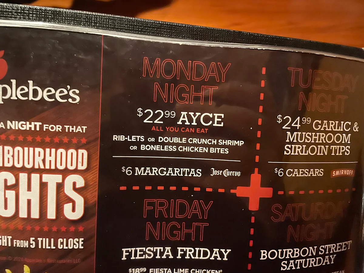 Menu, Applebee's Grill + Bar