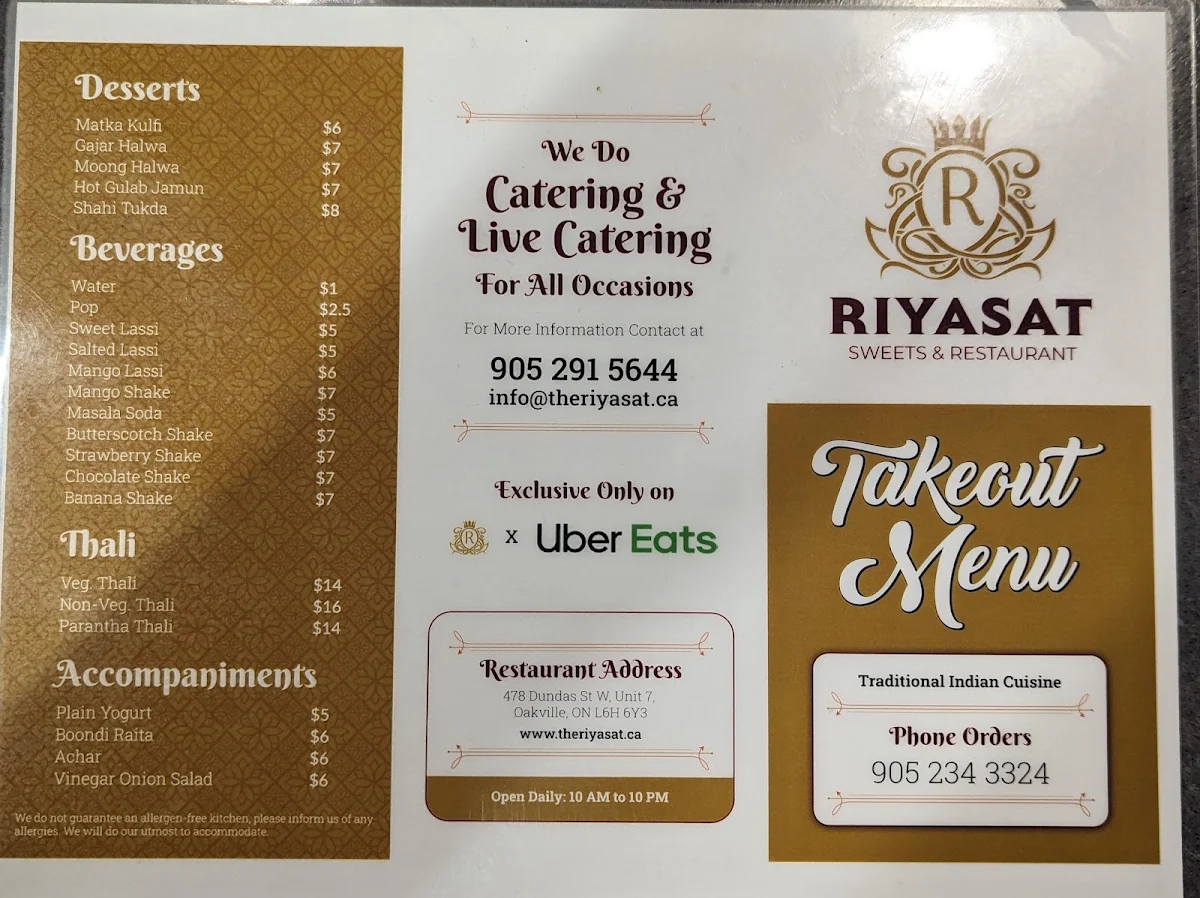 Menu, K’s Indian Sweets & Restaurant Take Away