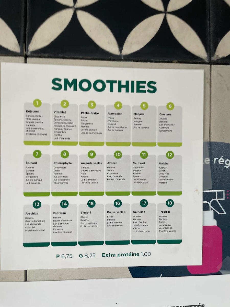 Menu, Vert Vert Cafe Bistro Inc