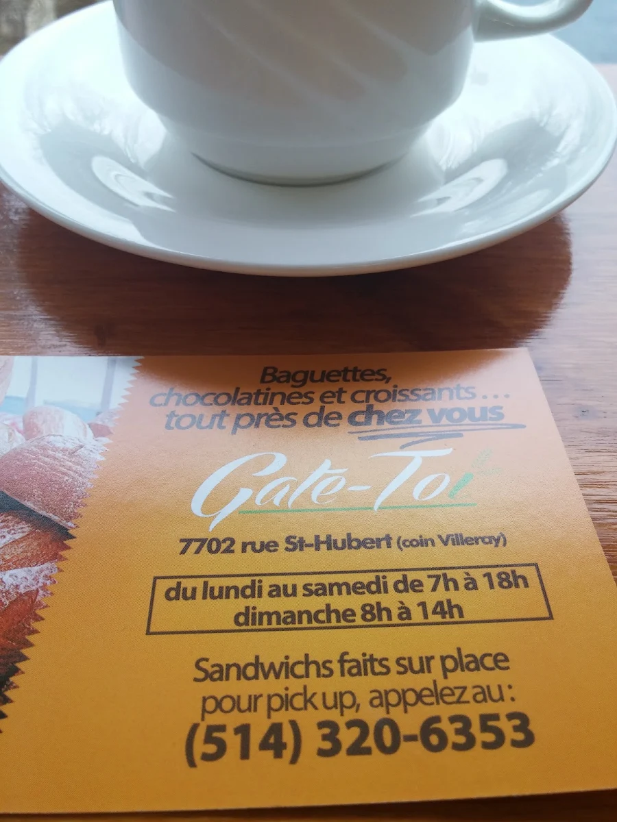 Menu, Boulangerie Gate toi