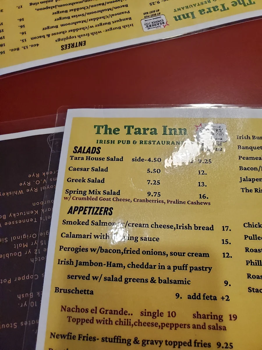 Menu, Tara Inn