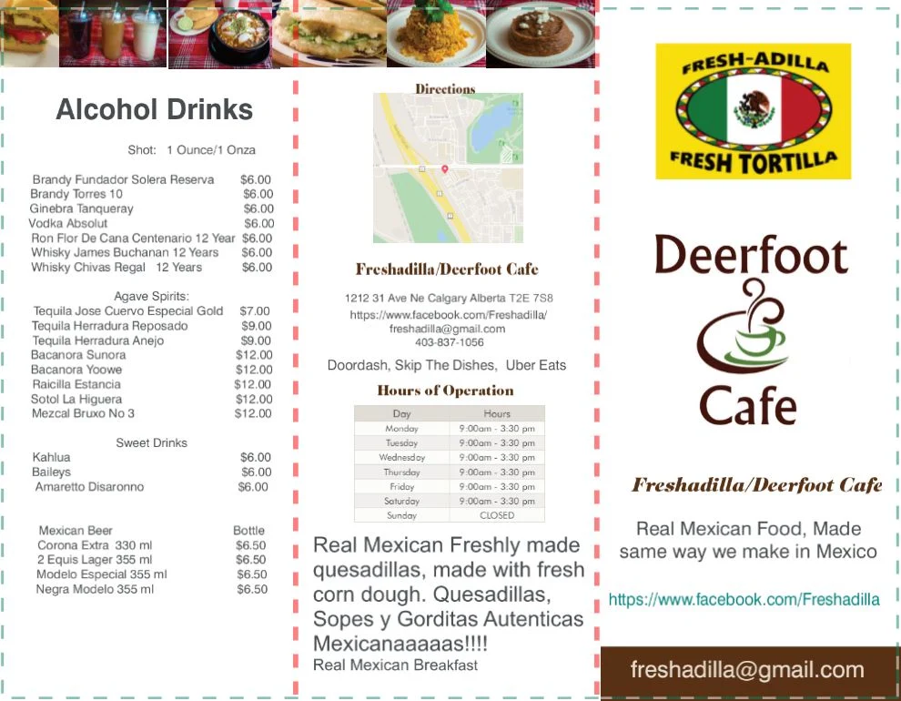 Menu, Fresh-adilla, Fresh Tortilla/Deerfoot Cafe
