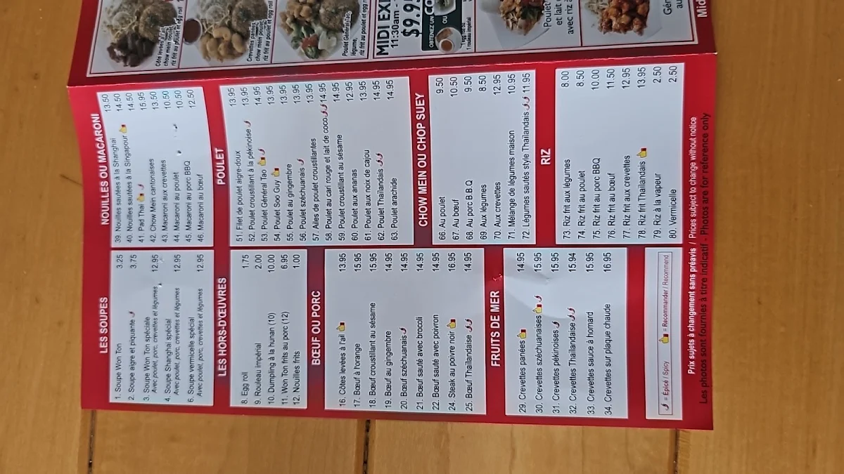 Menu, Les Baguettes d'Or