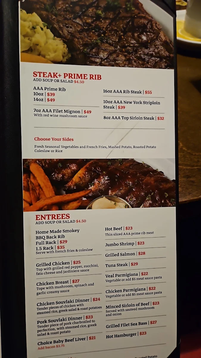 Menu, Cousins Steak House & BAR