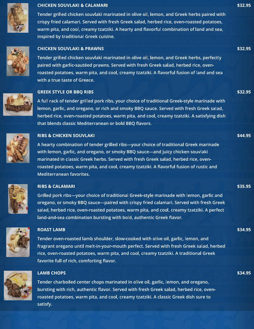 Menu, Minos Greek Souvlaki Restaurant