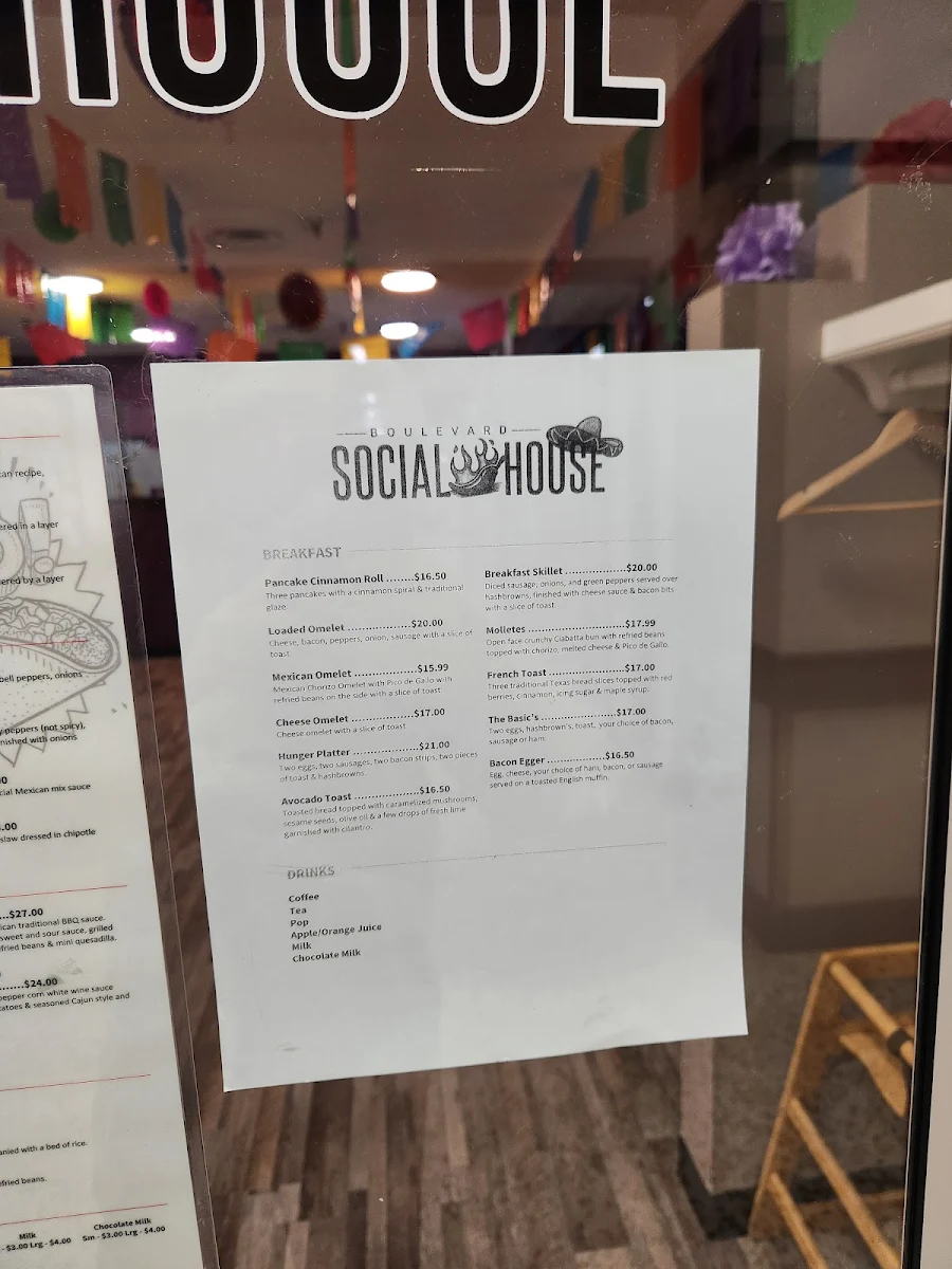 Menu, Boulevard Social House