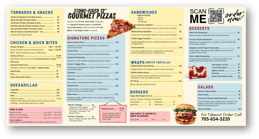 Menu, Cottage Eats Pizza & Wings