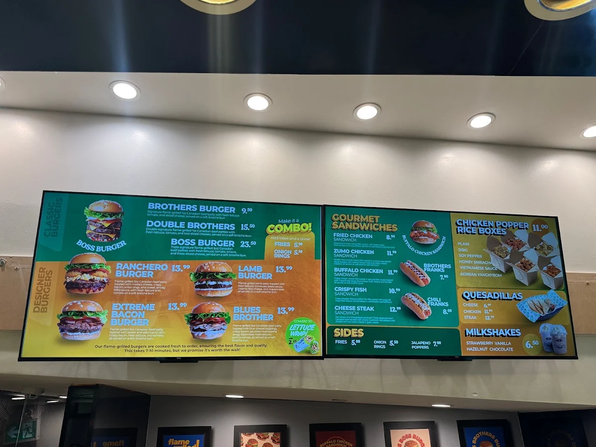 Menu, Brothers Burger (Hamilton)