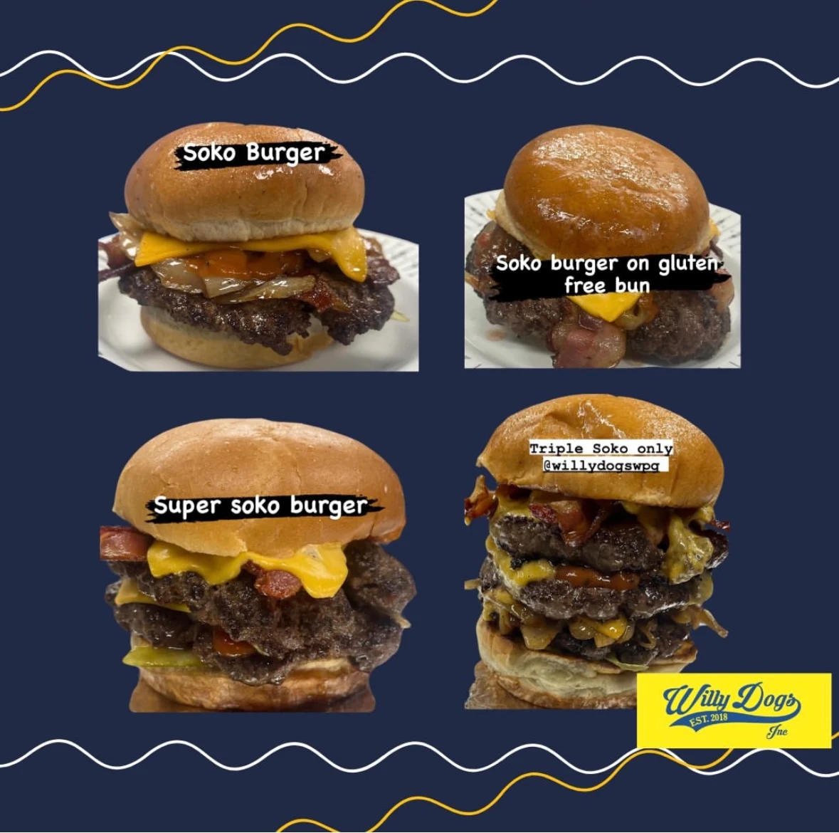 Menu, Willy Dogs Inc