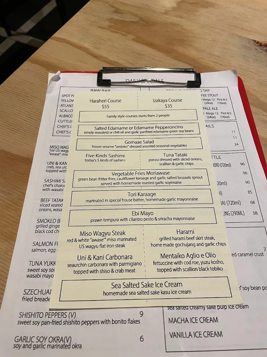 Menu, Eat Bar & Patio Haraheri