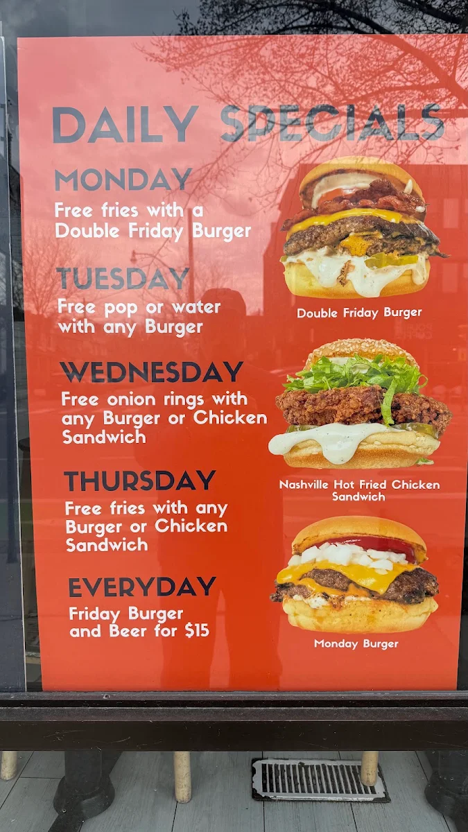 Menu, Friday Burger Company