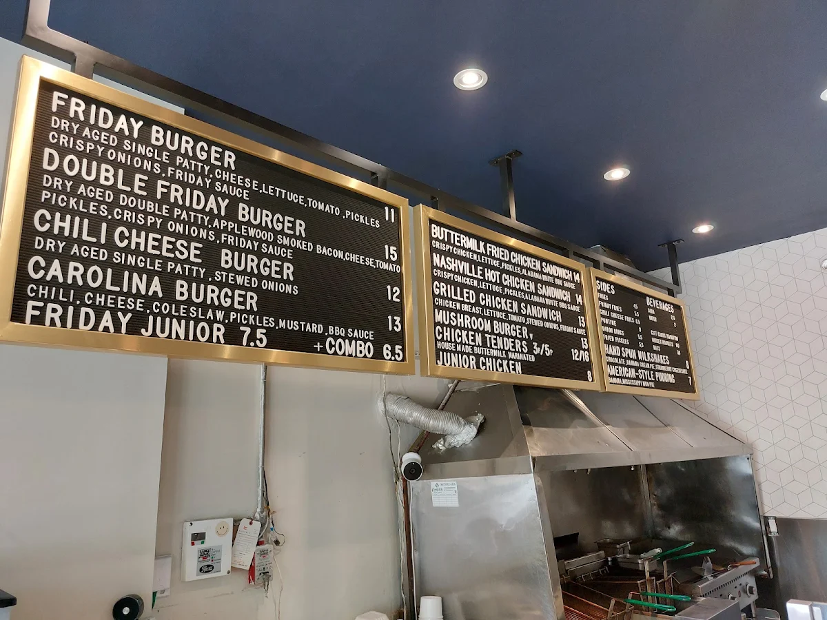 Menu, Friday Burger Company
