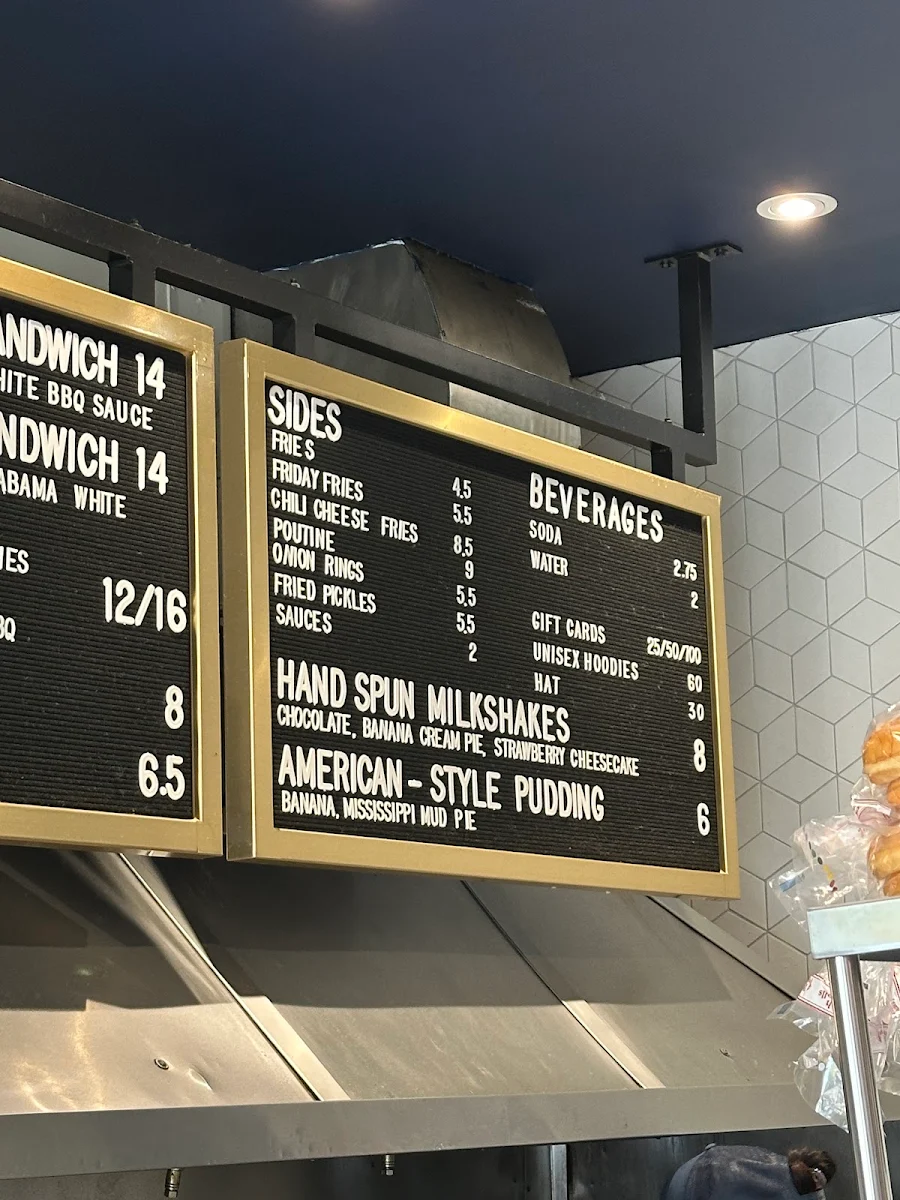 Menu, Friday Burger Company