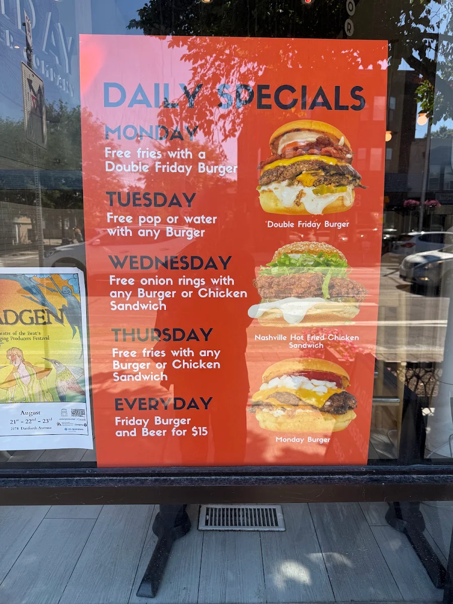 Menu, Friday Burger Company