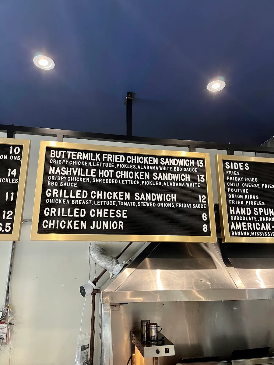 Menu, Friday Burger Company