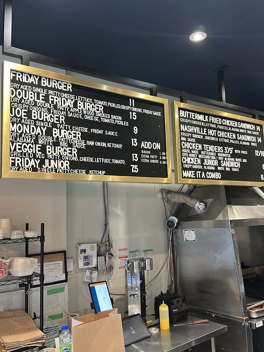 Menu, Friday Burger Company