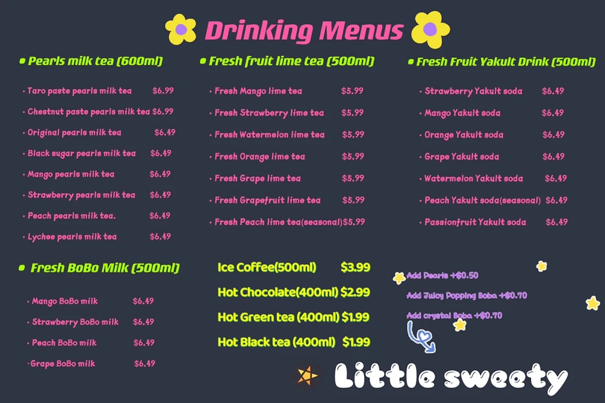 Menu, Little Sweety Cakes Studio➕Bubble Tea