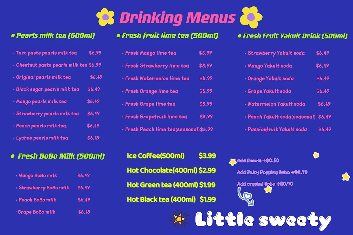 Menu, Little Sweety Cakes Studio➕Bubble Tea