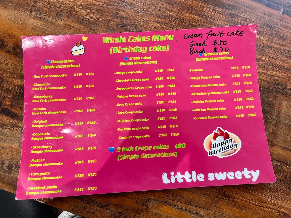 Menu, Little Sweety Cakes Studio➕Bubble Tea