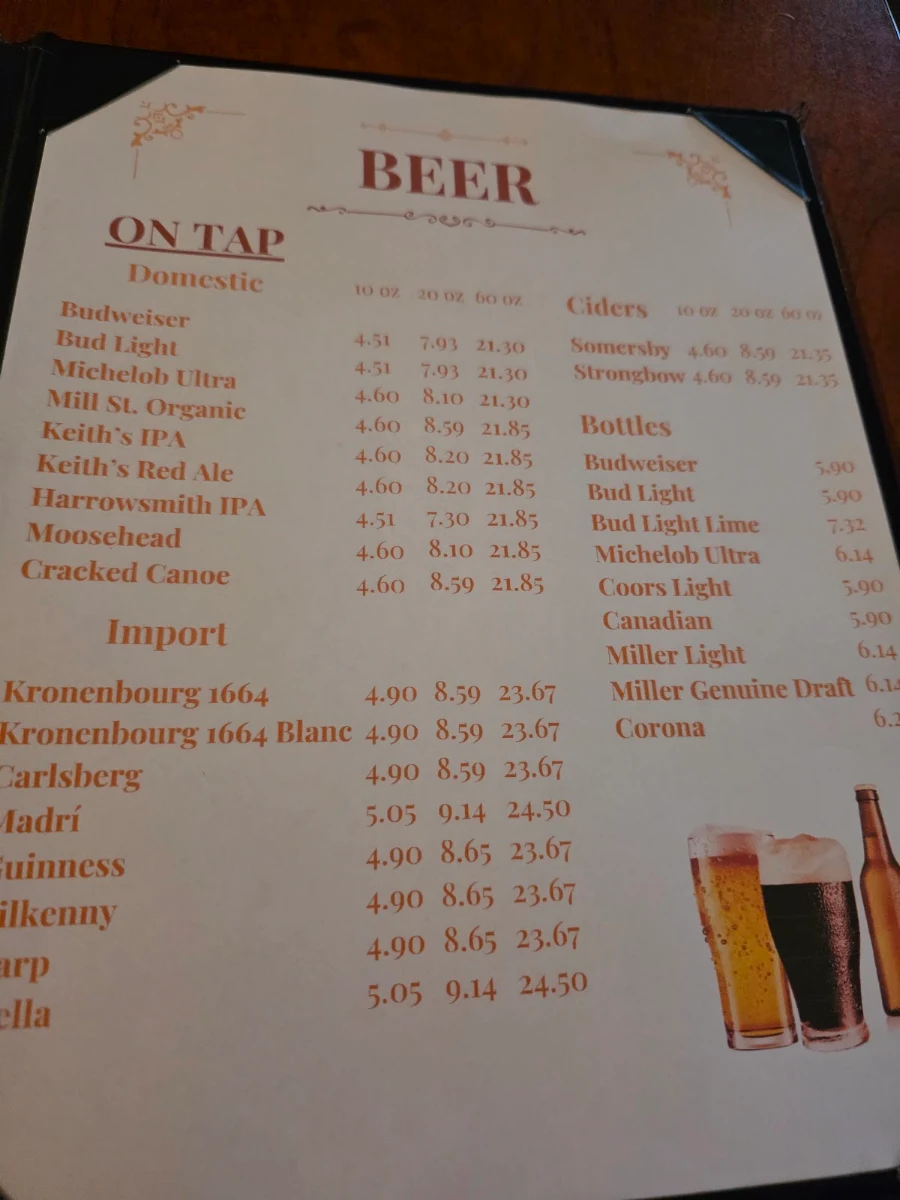 Menu, Duke & Duchess