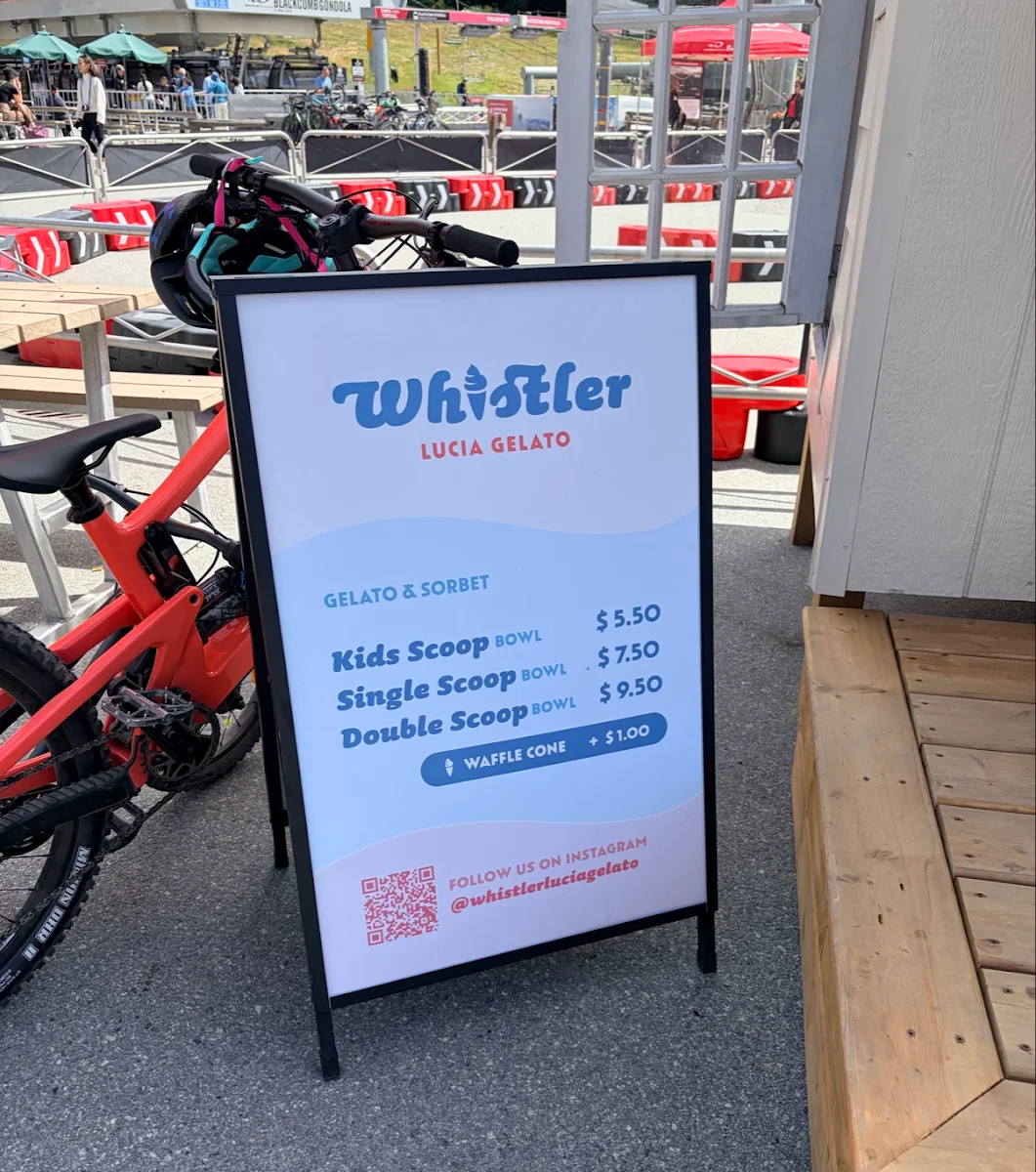 Menu, Whistler Lucia Gelato