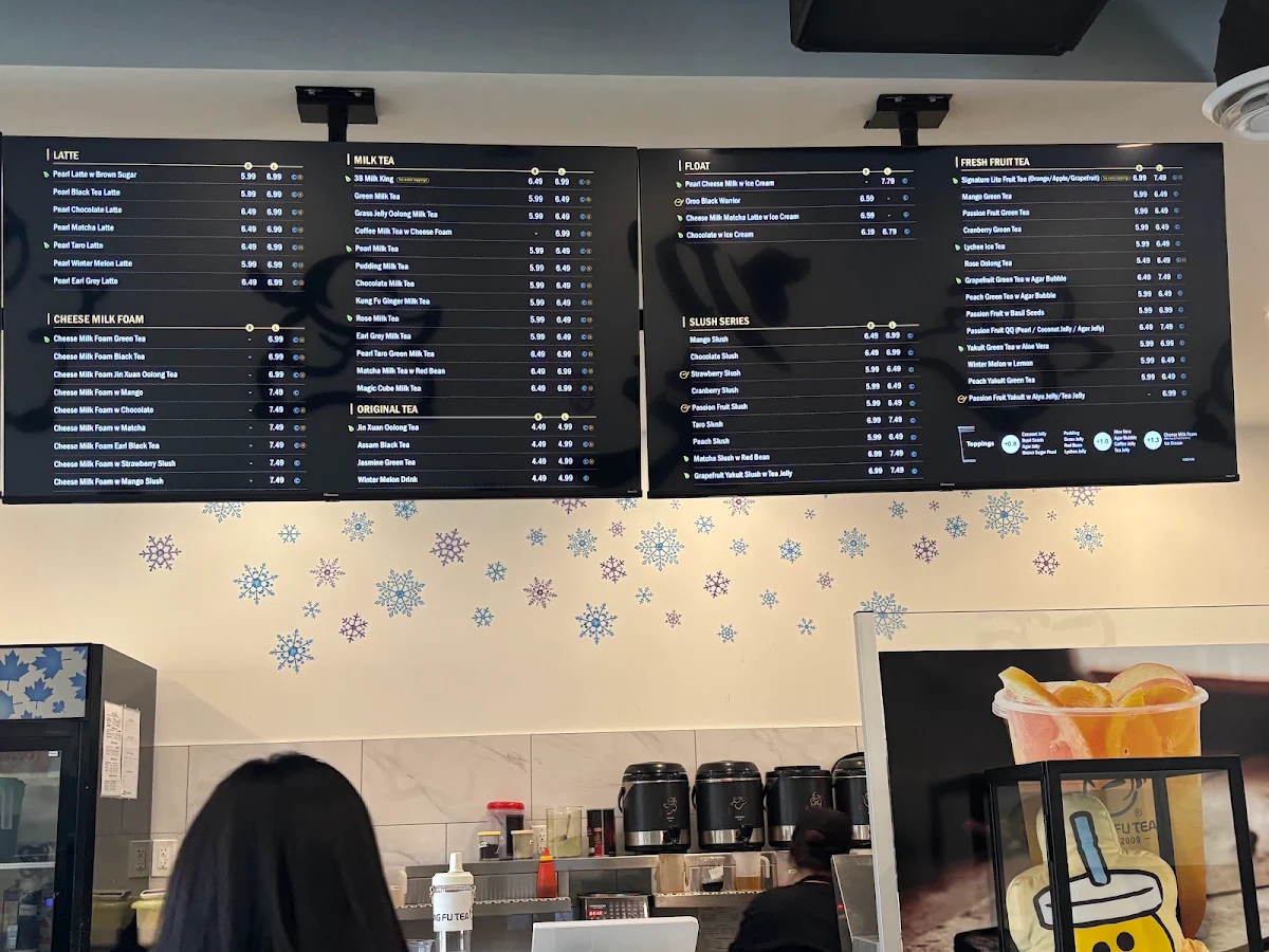Menu, Kung Fu Tea Skyview