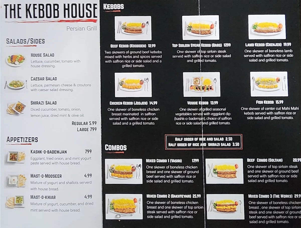 Menu, The Kebob House Restaurant