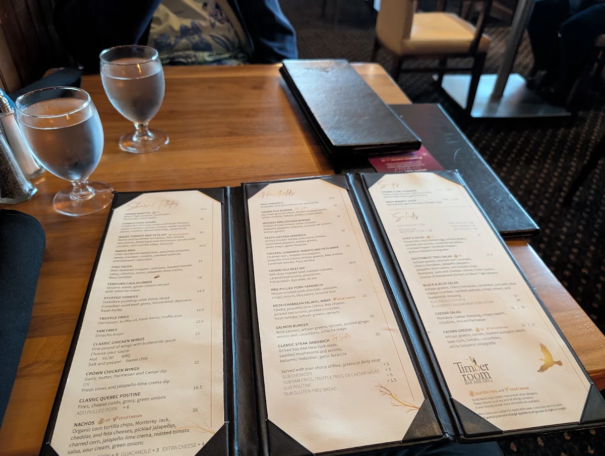 Menu, Timber Room Grill at Crown Isle
