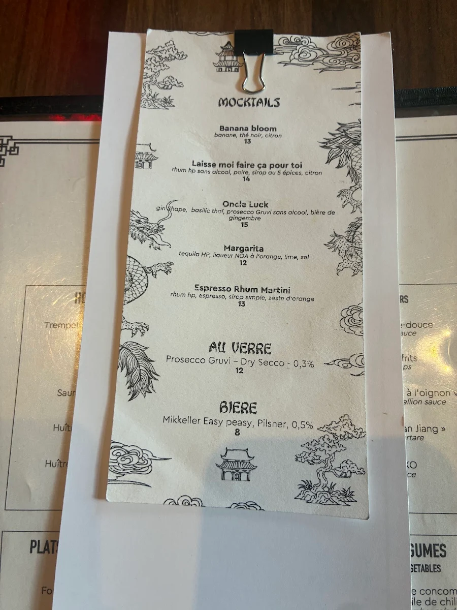 Menu, Oncle Lee