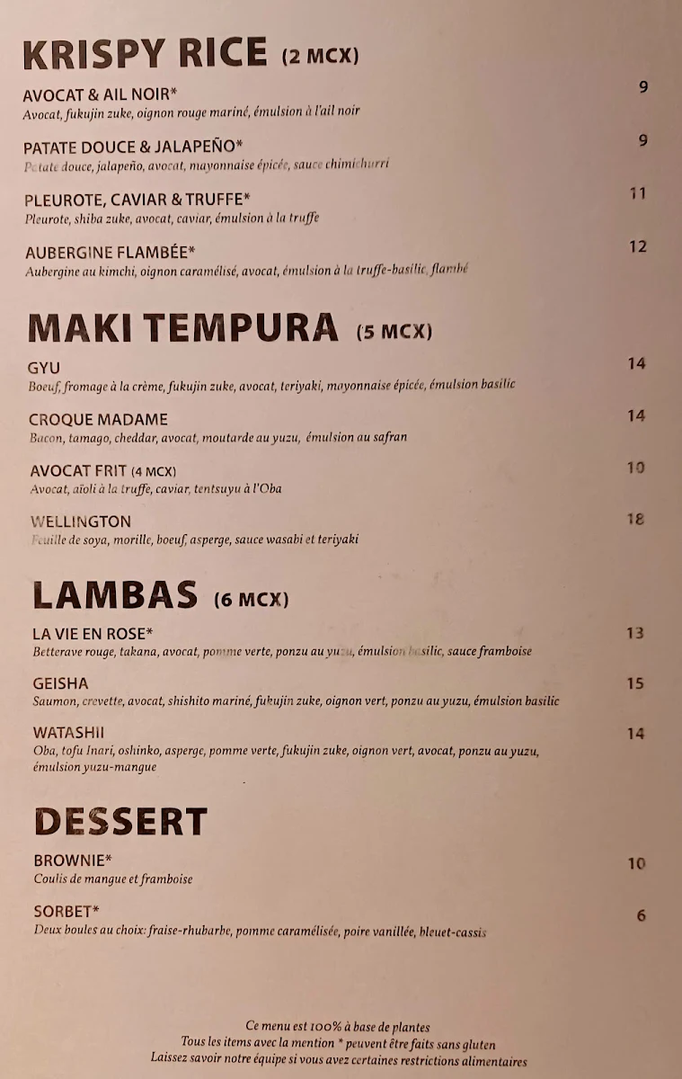 Menu, Momo par Christian Ventura