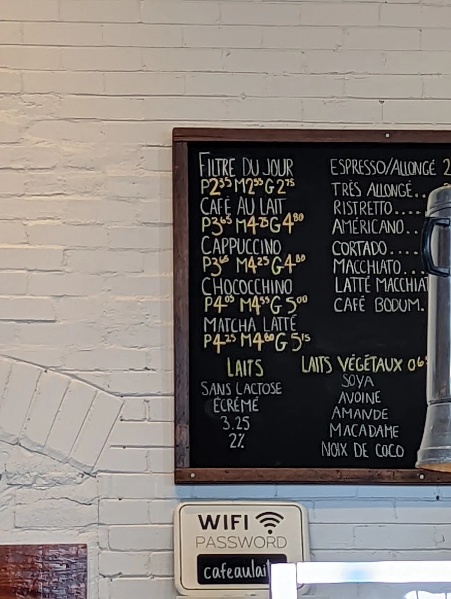 Menu, Le Caféier | atelier torréfaction
