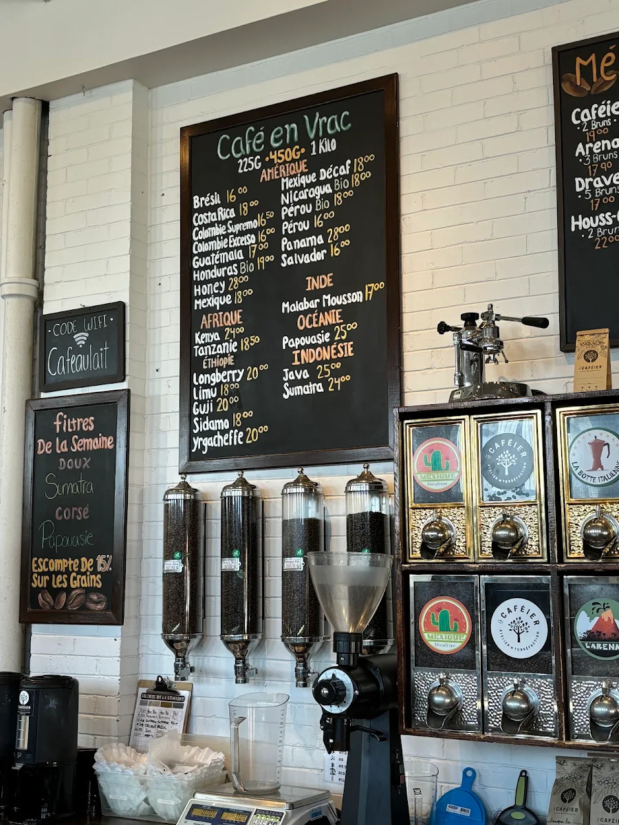Menu, Le Caféier | atelier torréfaction