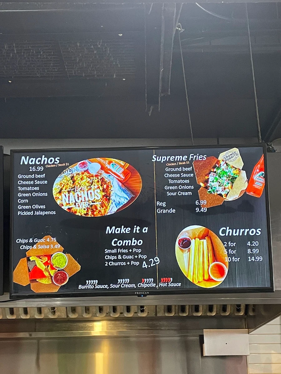 Menu, Grande Burrito