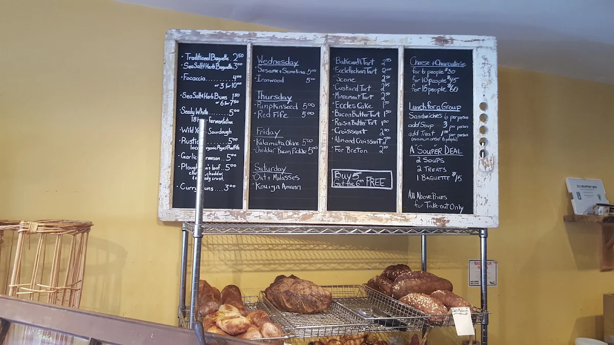 Menu, The Crusty Baker