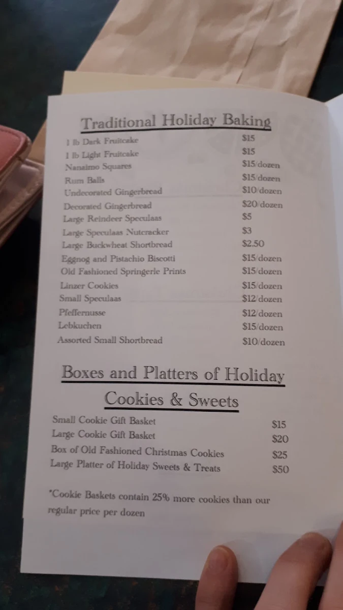 Menu, The Crusty Baker