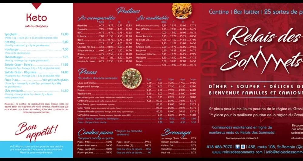 Menu, Relaisdessommets